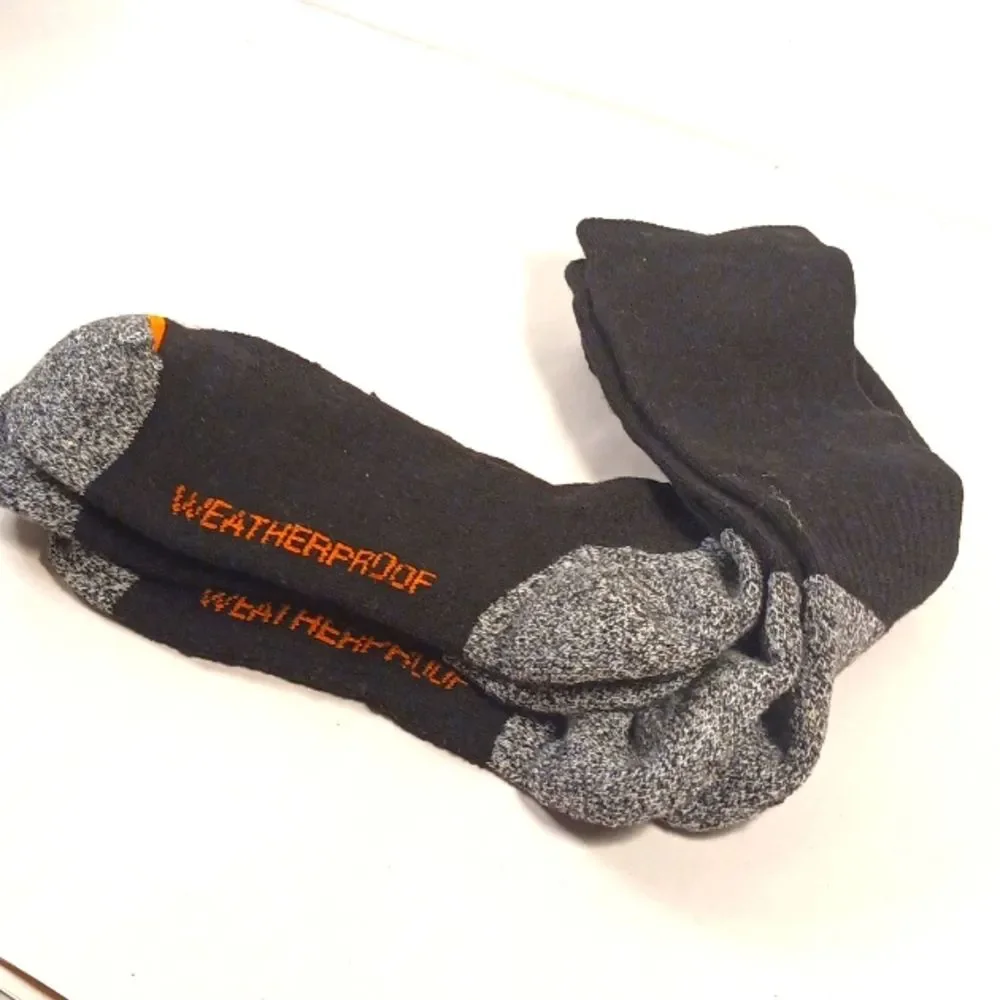 Weatherproof Men's Black Grey Thick Ankle Socks M